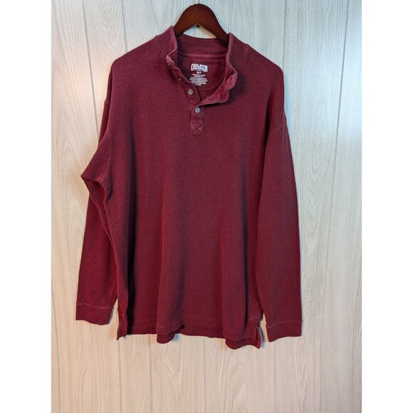 Duluth Trading Co. Men's Red Long Sleeve Henley T-shirt Size XLT Button - Picture 1 of 7